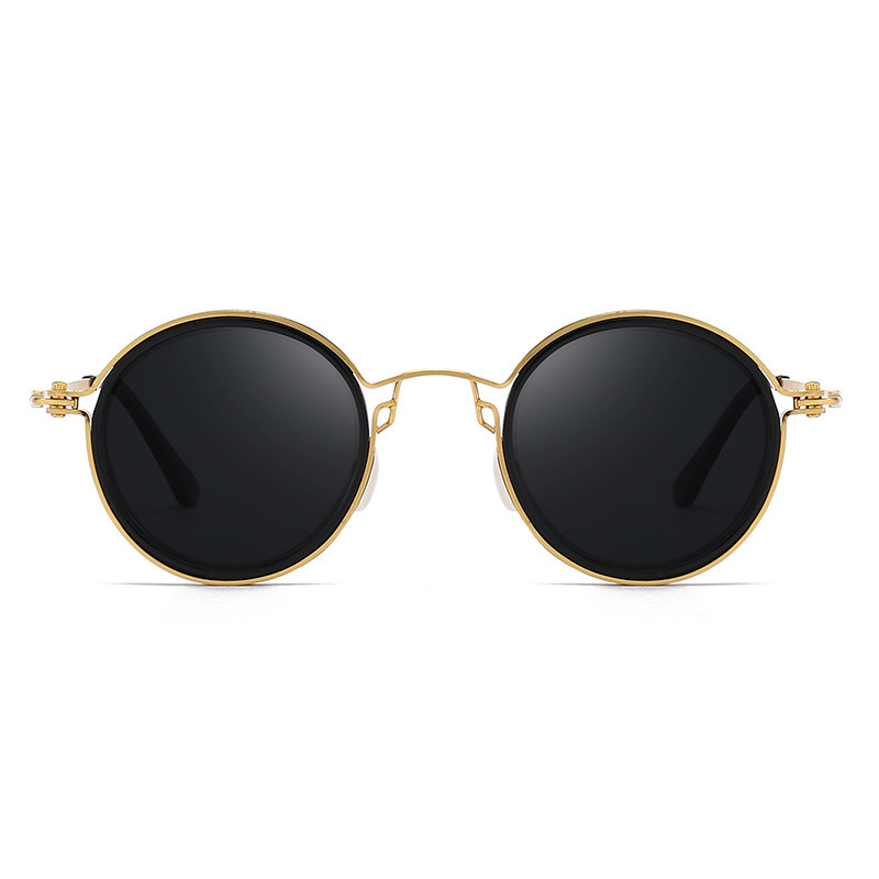 Sunscreen Retro Style Round Frame Metal Sunglasses - Image 2