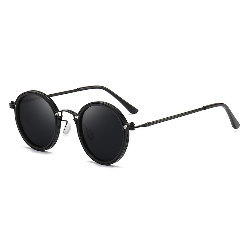 Sunscreen Retro Style Round Frame Metal Sunglasses - Image 4