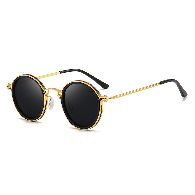 Sunscreen Retro Style Round Frame Metal Sunglasses - Image 5