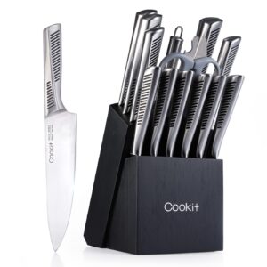 15-Piece German Stainless Steel Kitchen Knife Set with Block