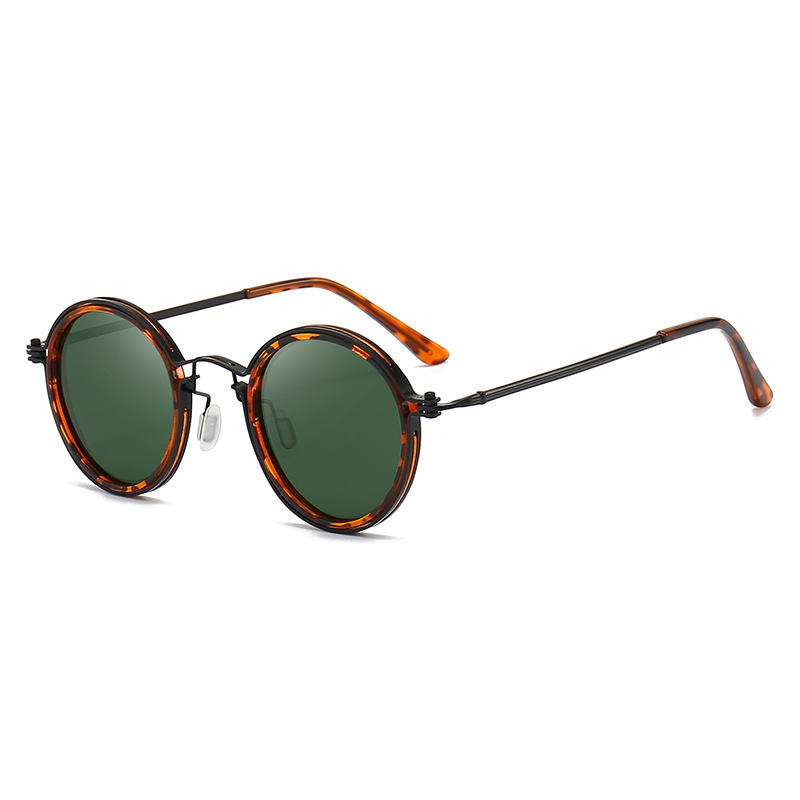 Sunscreen Retro Style Round Frame Metal Sunglasses - Image 7