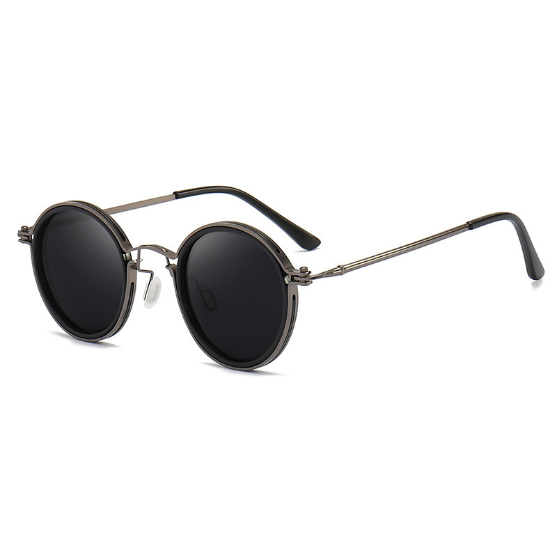 Sunscreen Retro Style Round Frame Metal Sunglasses - Image 8
