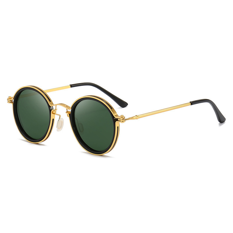 Sunscreen Retro Style Round Frame Metal Sunglasses - Image 6